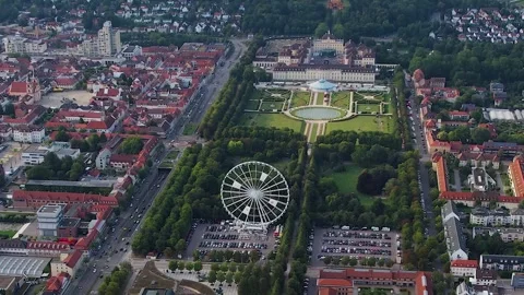 Aerial view around the old town of the city Ludwigsburg Stock Footage 306173552