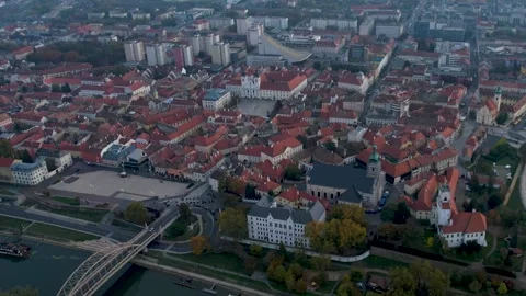 Aerial view around the old town of the city Győr 库存影片 306178479