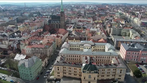 Aerial view around the old town of the city Pilsen Vidéo 307135092
