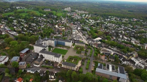 Aerial view around the old town of the city  Bensberg Stock Footage 307175229