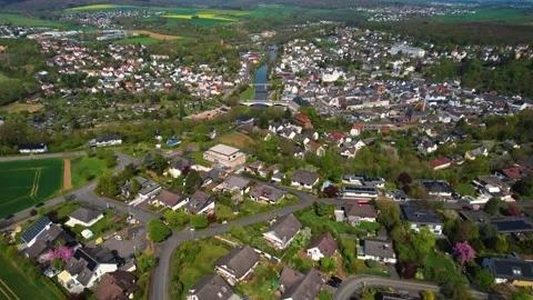 Aerial view around the old town of the city  Diez Stockbeeldmateriaal 307181036