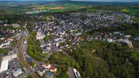 Aerial view around the old town of the city Hadamar Видео 307181719