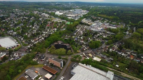 Aerial view around the old town of the city  Bergisch Gladbach Stock Footage 307182940