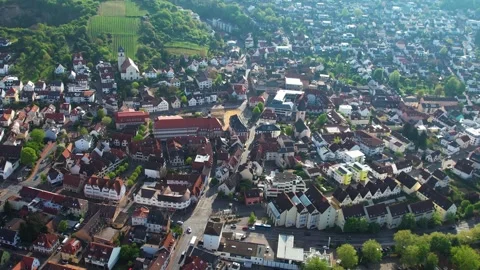 Aerial view around the old town of the city  Leimen Vídeo Stock 307236265