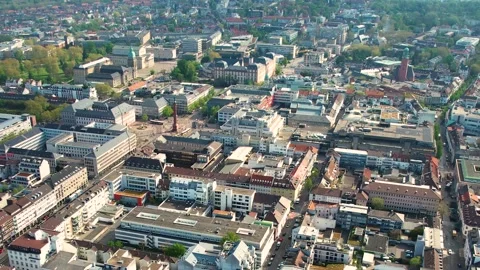 Aerial view around the old town of the city  Darmstadt Stock-Footage 307236754