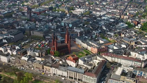 Aerial view around the old town of the city Wiesbaden 库存影片 307237435