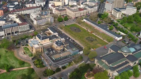 Aerial view around the old town of the city  Wiesbaden Видео 307245789