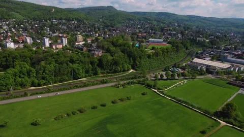 Aerial view around the old town of the city Arlesheim 库存影片 308288825
