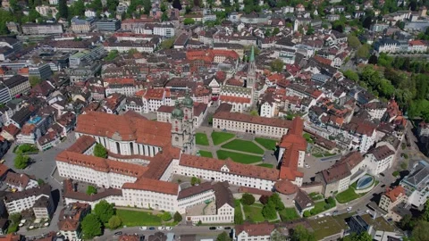 Aerial view around the old town of the city  St Gallen Vídeo Stock 308930792