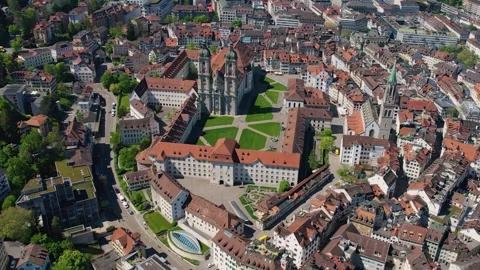 Aerial view around the old town of the city  St Gallen 库存影片 308931429