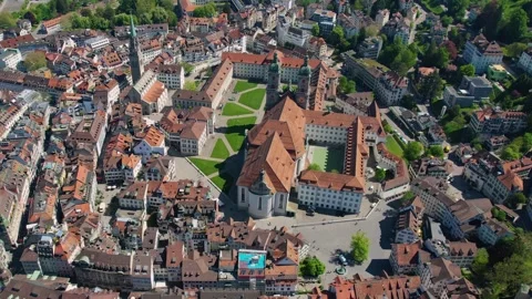 Aerial view around the old town of the city  St Gallen 库存影片 308931508