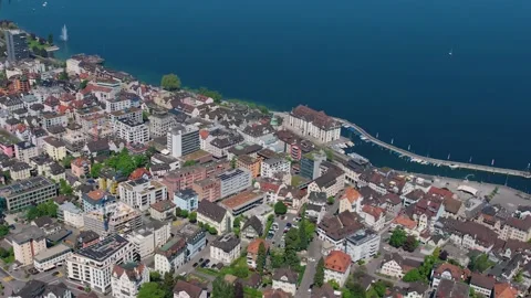 An aerial view around the old town of the city Rorschach 库存影片 308953309