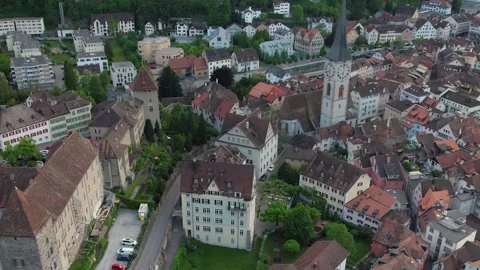 An aerial view around the old town of the city Chur Vídeos de archivo 308954734