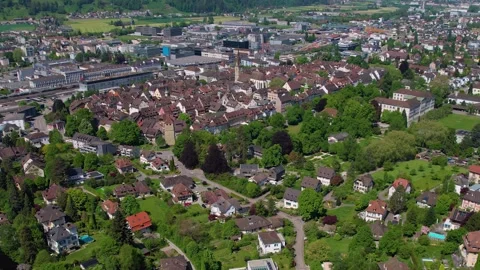 An aerial view around the old town of the city Zofingen Vídeos de archivo 309016686