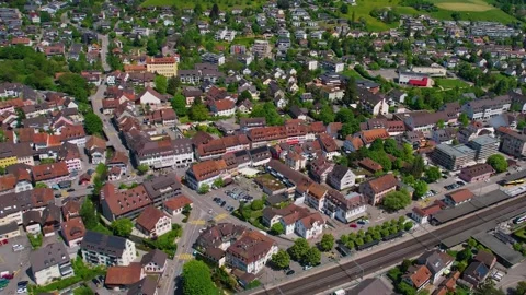 An aerial view around the old town of the city Sissach 库存影片 309024673