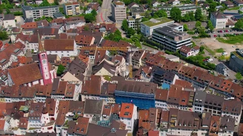 An aerial view around the old town of the city  Liestal Vídeos de archivo 309024683