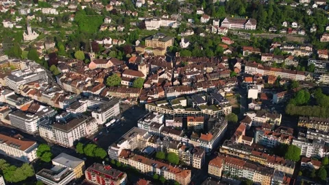 An aerial view around the old town of the city Biel/Bienne Видео 309045283
