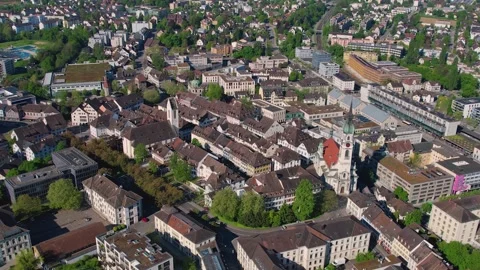 Aerial view around the old town of the city Frauenfeld Vídeo Stock 309143095