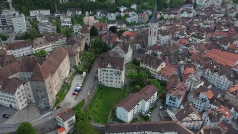 Aerial view around the old town of the city Chur Stockbeeldmateriaal 309144041
