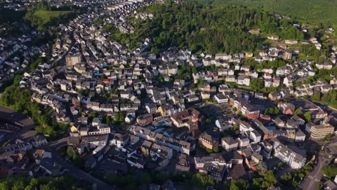 Aerial view around the old town of the city  Idar-Oberstein Видео 336284959