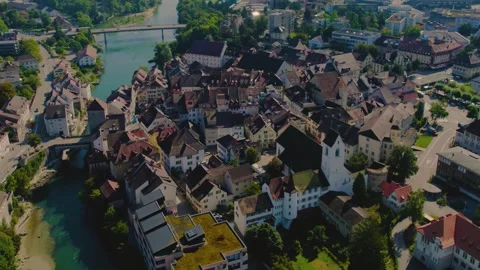 Aerial view around the old town of the city Brugg in Switzerland 库存影片 336288495
