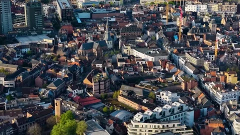Aerial view around the old town of the city Hasselt, Belgium Видео 336393259