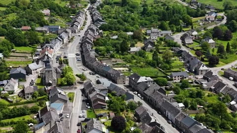 Aerial view around the old town of the city Hargnies France 動画素材 336402968