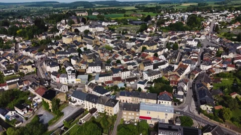 Aerial view around the old town of the city Virton Stock Footage 336403075