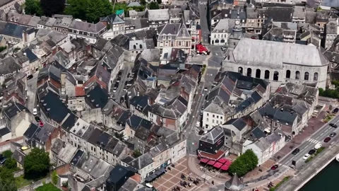Aerial view around the old town in the city Givets in France 库存影片 336469532