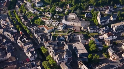 Aerial view around the old town city Kirn in Germany Vídeos de archivo 336512178