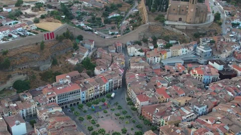 Aerial view around the old town of the city Balaguer in Spain Stock Footage 336725830