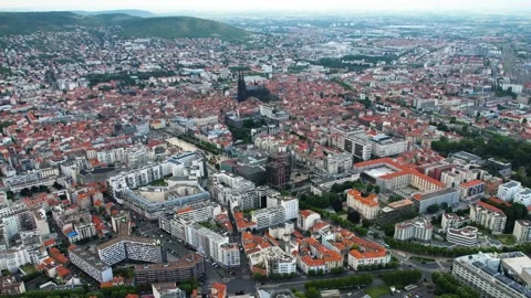Aerial view around the old town of  the city Clermont-Ferrand in France Video stock 336726210