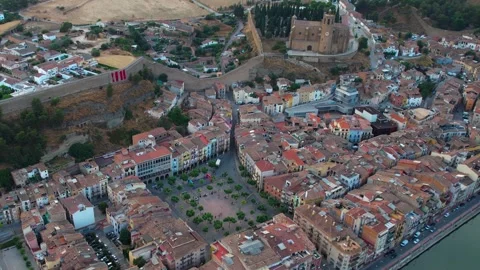 Aerial view around the old town of Balaguer in Spain Stock-Footage 336731216
