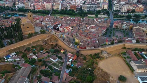 Aerial view around the old town of Balaguer in Spain Stock-Footage 336731273