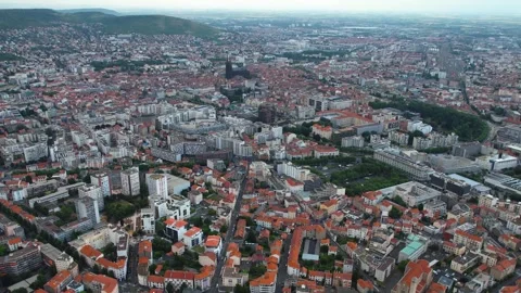 Aerial view around the old town of  the city Clermont-Ferrand in France Stock-Footage 336731353