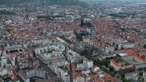 Aerial view around the old town of  the city Clermont-Ferrand in France Stock-Footage 336731371