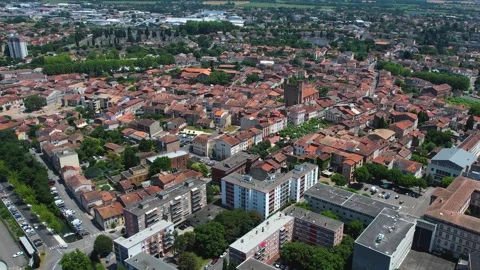 Aerial view around the old town of Pamiers Stock-Footage 336731394
