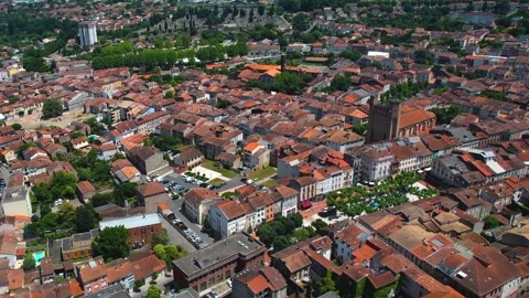 Aerial view around the old town of  the city Pamiers in France Stock-Footage 336731437