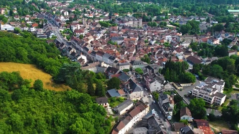 Aerial view around the old town of the city Souillac in France Stock-Footage 336731468