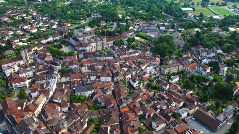 Aerial view around the old town of the city Souillac in France Stock-Footage 336731474