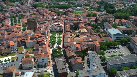 Aerial view around the old town of Pamiers Stock-Footage 336731518