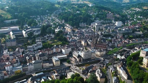 Aerial view around the old town of Tulle in France, Stock-Footage 336731523