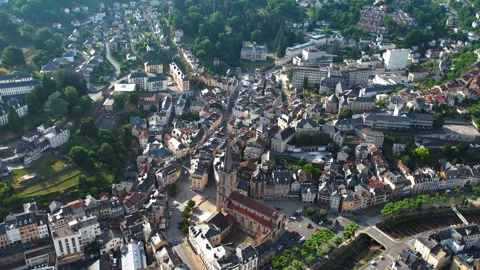 Aerial view around the old town of Tulle in France, Stock-Footage 336731555