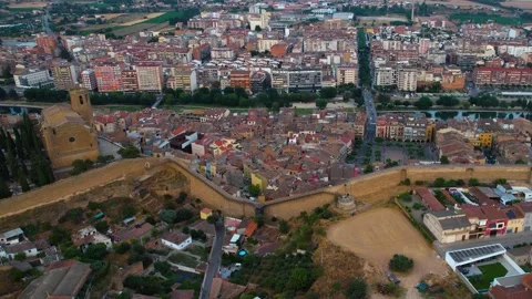 Aerial view around the old town of Balaguer in Spain Stock-Footage 336731556
