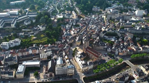 Aerial view around the old town of Tulle in France, Stock-Footage 336731563
