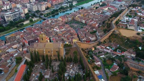 Aerial view around the old town of Balaguer in Spain Stock-Footage 336731605