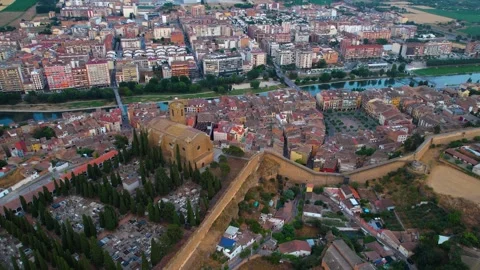 Aerial view around the old town of Balaguer in Spain Stock-Footage 336731619