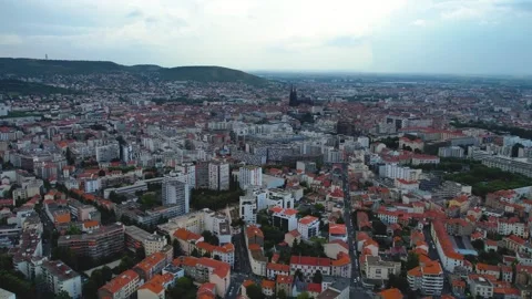 Aerial view around the old town of  the city Clermont-Ferrand in France Stock-Footage 336731667