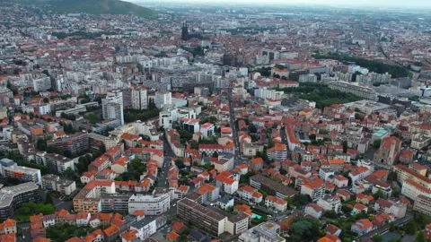 Aerial view around the old town of  the city Clermont-Ferrand in France Stock-Footage 336731669