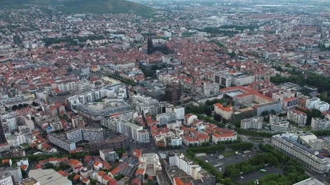 Aerial view around the old town of  the city Clermont-Ferrand in France Stock-Footage 336731676